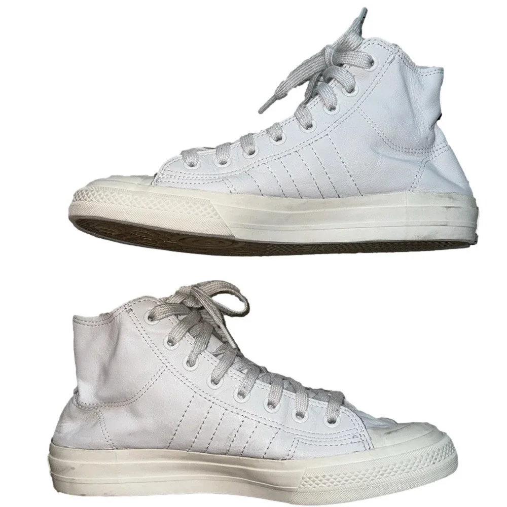 Adidas Nizza Leather Hi Top Sneakers White size 9